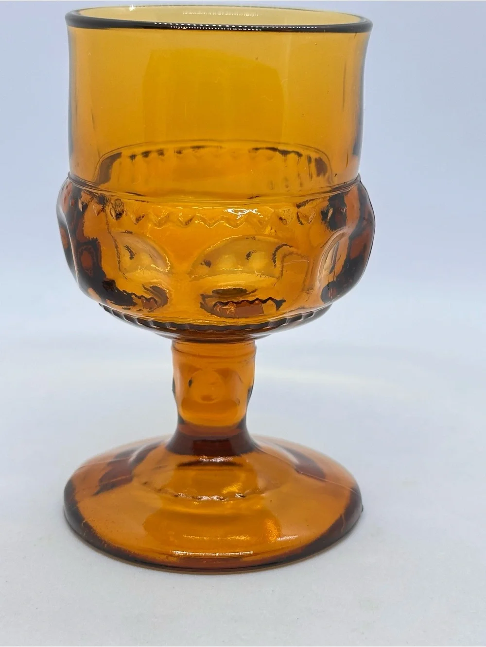 Indiana Glass Amber Kings Crown Thumbprint 4.25